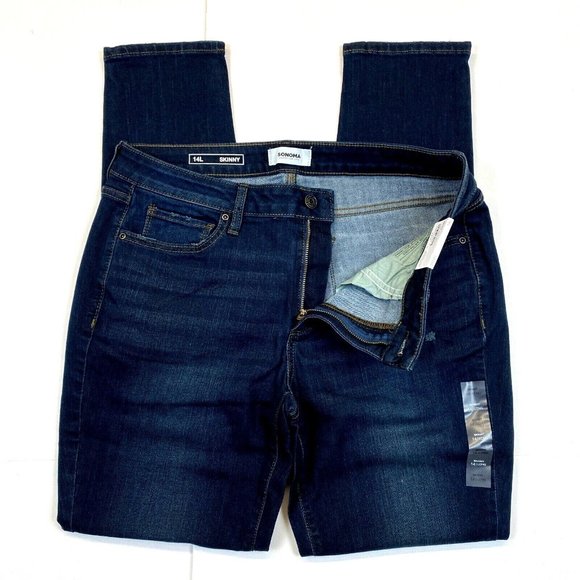 Women's Sonoma Supersoft Stretch Midrise Skinny Jeans Bettencourt Destructed 14L - Picture 2 of 5